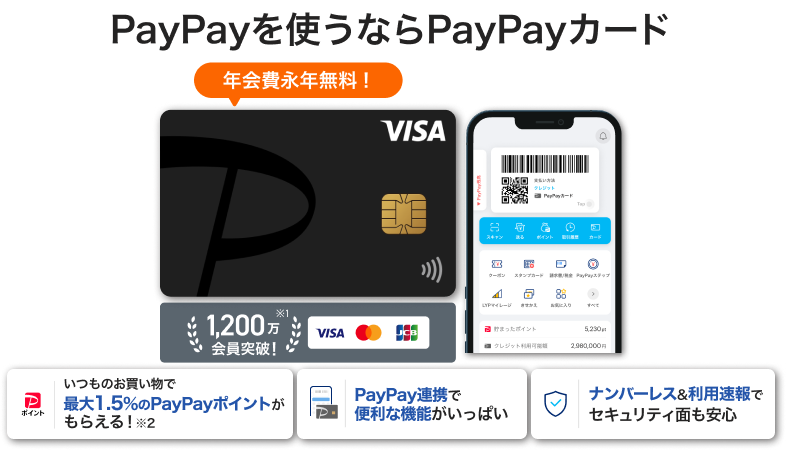 PayPayカード 公式サイトのトップ画像